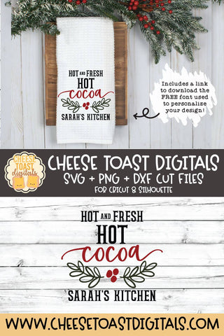 Christmas Tea Towel SVG | Hot and Fresh Hot Cocoa SVG Cheese Toast Digitals 
