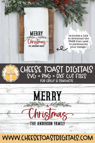 Christmas Tea Towel SVG | Merry Christmas SVG Cheese Toast Digitals 