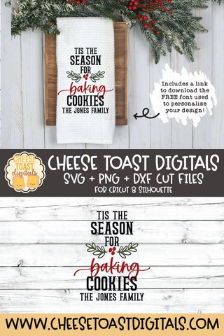 Christmas Tea Towel SVG | Tis The Season For Baking Cookies SVG Cheese Toast Digitals 