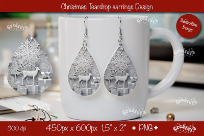Christmas teardrop earrings sublimation background sublimation png Sublimation Createya Design 