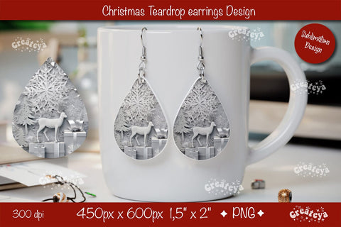 Christmas teardrop earrings sublimation background sublimation png Sublimation Createya Design 
