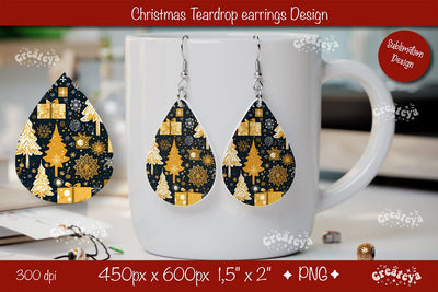 Christmas teardrop earrings sublimation background sublimation png Sublimation Createya Design 