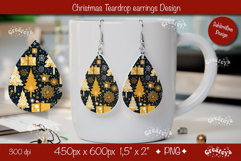 Christmas teardrop earrings sublimation background sublimation png Sublimation Createya Design 