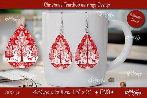Christmas teardrop earrings sublimation background sublimation png Sublimation Createya Design 