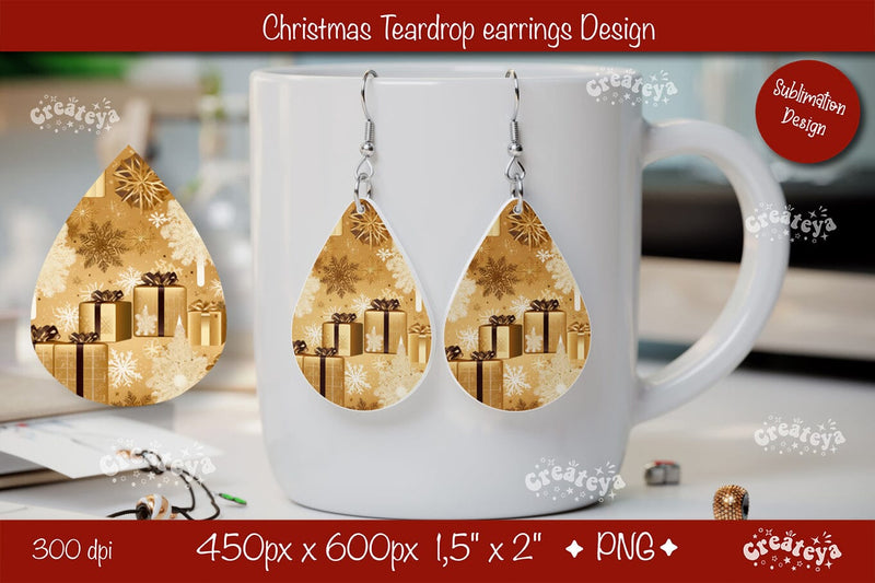 Christmas teardrop earrings sublimation background sublimation png Sublimation Createya Design 