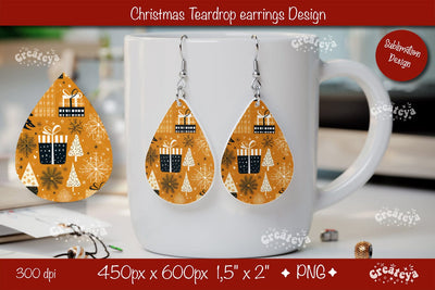Christmas teardrop earrings sublimation background sublimation png Sublimation Createya Design 