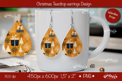 Christmas teardrop earrings sublimation background sublimation png Sublimation Createya Design 
