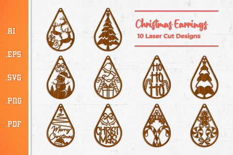 Christmas Teardrop Earrings - SVG Cut Files SVG Slim Studio 