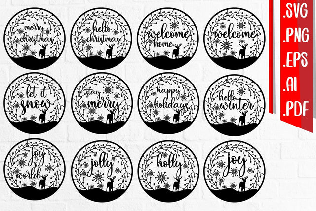 Christmas Text Rounded Bundle svg eps ai png pdf SVG zafrans studio 