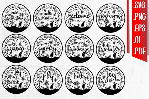 Christmas Text Rounded Bundle svg eps ai png pdf SVG zafrans studio 