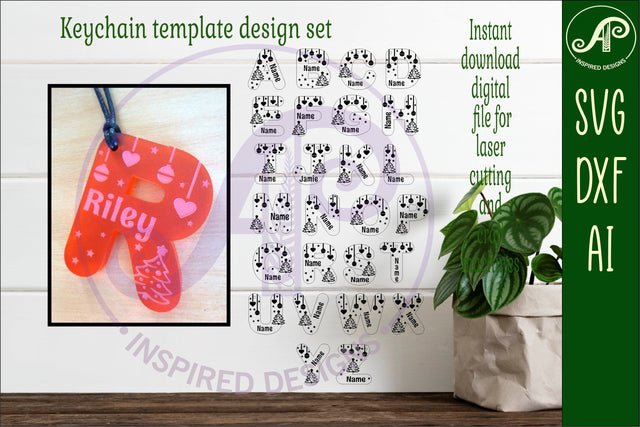 Christmas theme tag letter designs keychain DIGITAL SVG SVG APInspireddesigns 