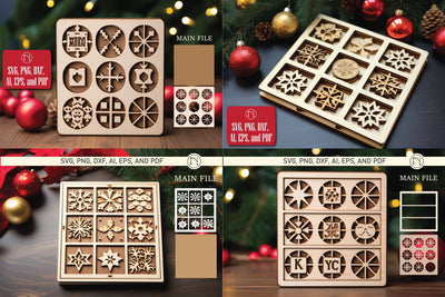 Christmas Tic Tac Toe Game Laser Cut SVG Bundle SVG MD JOYNAL ABDIN 