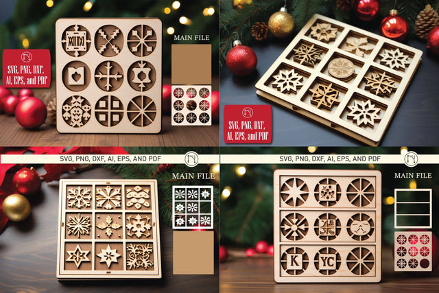 Christmas Tic Tac Toe Game Laser Cut SVG Bundle SVG MD JOYNAL ABDIN 
