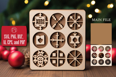 Christmas Tic Tac Toe Game Laser Cut SVG SVG MD JOYNAL ABDIN 