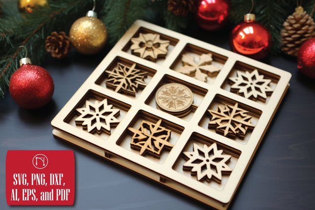 Christmas Tic Tac Toe Game Laser Cut SVG SVG MD JOYNAL ABDIN 