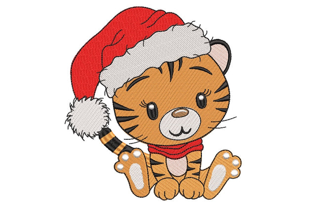 Christmas Tiger 2022 Machine Embroidery Design, Christmas embroidery design, 4 sizes. Embroidery/Applique DESIGNS ArtEMByNatalia 