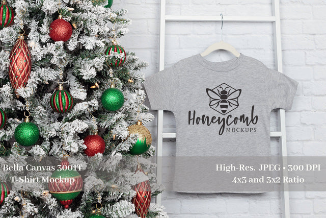 Christmas Toddler Mockup, Heather Athletic Bella Canvas 3001T Mockup, Toddler T-Shirt Mockup Mock Up Photo Honeycomb Mockups 