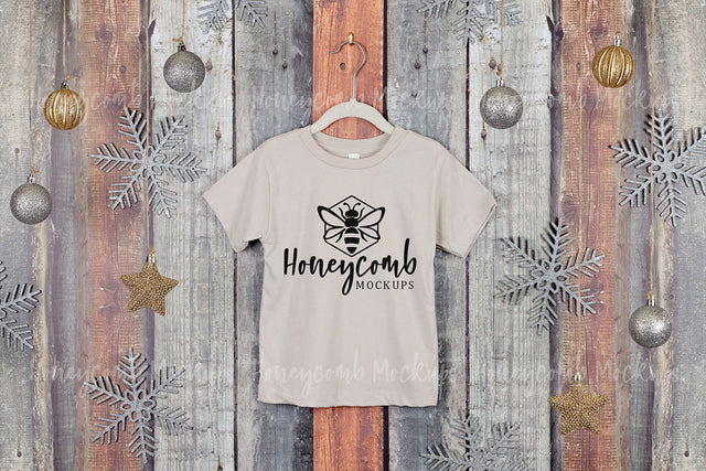 Christmas Toddler Mockup, Heather Dust Bella Canvas 3001T Mockup, Kids Heather Dust T-Shirt Mockup, Holiday Mockup Mock Up Photo Honeycomb Mockups 