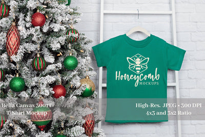 Christmas Toddler Mockup, Kelly Bella Canvas 3001T, Toddler T-Shirt Mockup Mock Up Photo Honeycomb Mockups 
