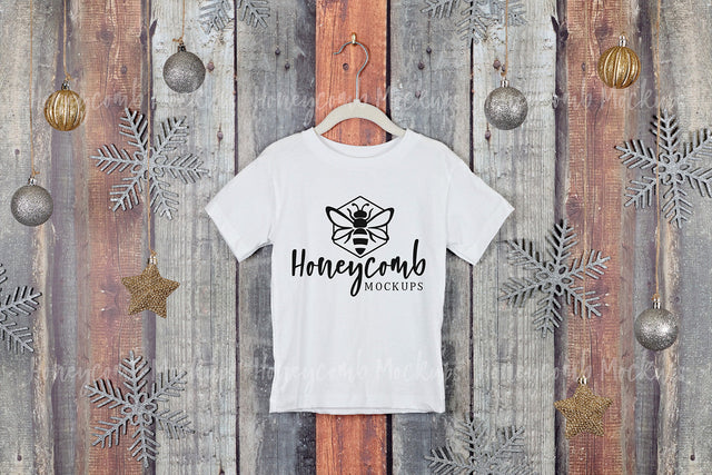 Christmas Toddler Mockup, White Bella Canvas 3001T Mockup, Kids White T-Shirt Mockup, Holiday Mockup Mock Up Photo Honeycomb Mockups 