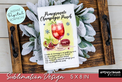 Christmas Towel Sublimation, Cocktail Recipe, Kitchen Towel Sublimation OrangeBrushStudio 