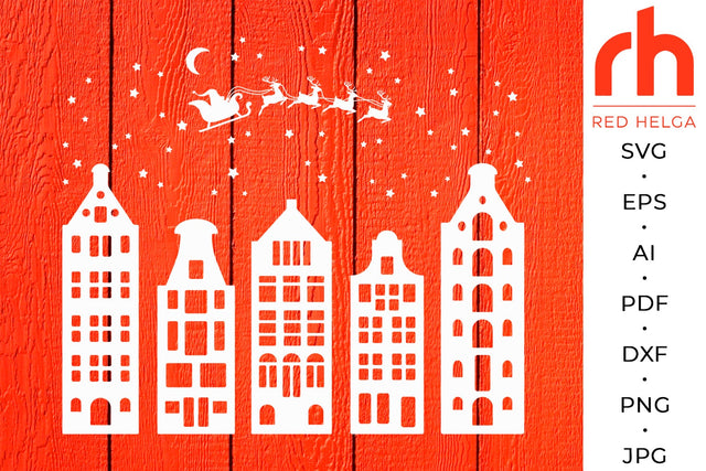 Christmas town svg - Dutch christmas svg - European christmas svg SVG RedHelgaArt 