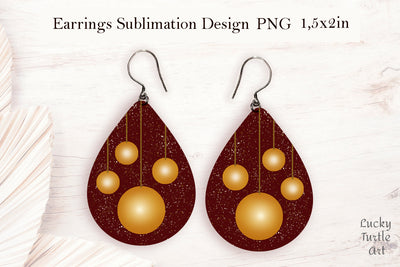 Christmas toy balls teardrop earrings sublimation design Sublimation LuckyTurtleArt 