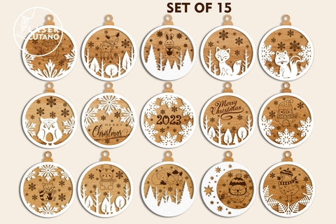 CHRISTMAS Toy Bundle Set Of 15 Ornaments SVG LaserCutano 
