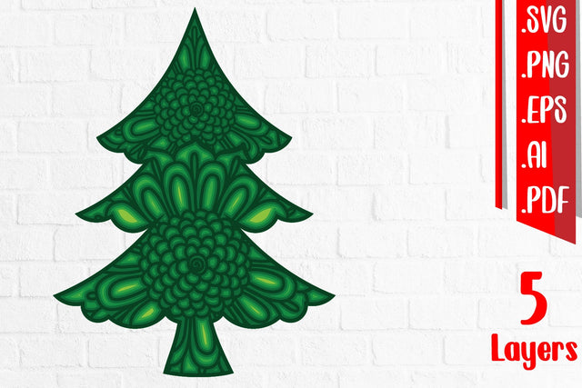 Christmas Tree 3D Layered Cut Files 3D Paper zafrans studio 
