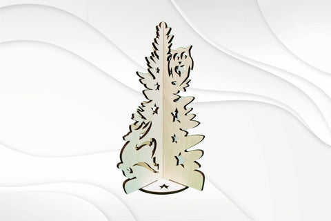 Christmas tree 3D puzzles, ready use laser cut design. Laser cutting Christmas pattern. SVG VectorBY 