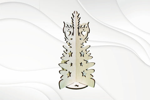 Christmas tree 3D puzzles, ready use laser cut design. Laser cutting Christmas pattern. SVG VectorBY 