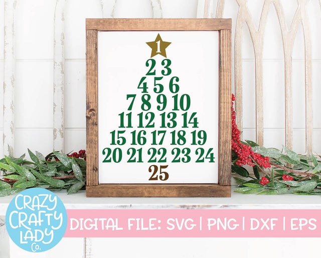 Christmas Tree Advent Calendar | Holiday SVG Cut File SVG Crazy Crafty Lady Co. 