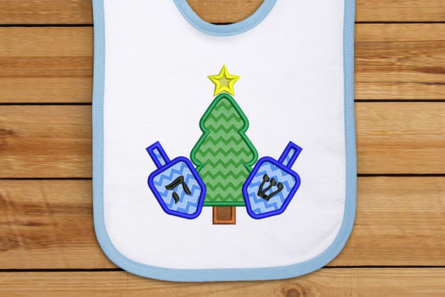 Christmas Tree and Hanukkah Dreidels Applique Embroidery Embroidery/Applique Designed by Geeks 