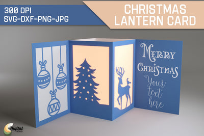 Christmas Tree And Reindeer SVG. Christmas Lantern Card. Paper Cut 3D Paper Evgenyia Guschina 