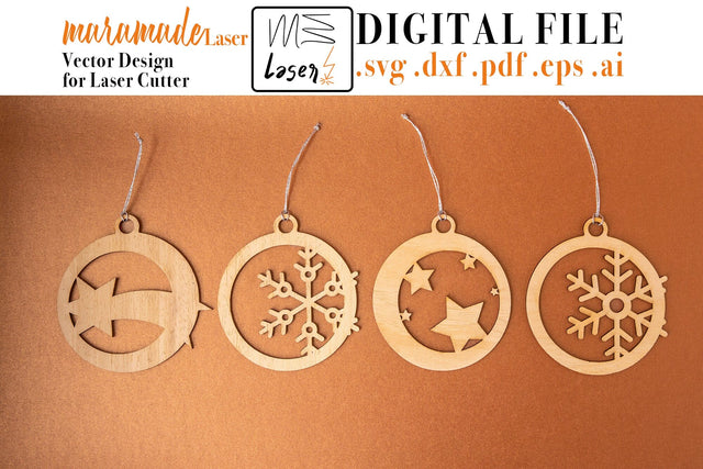 Christmas Tree Balls 2 Digital Vector File for Laser Cutter. SVG MaramadeLaser 