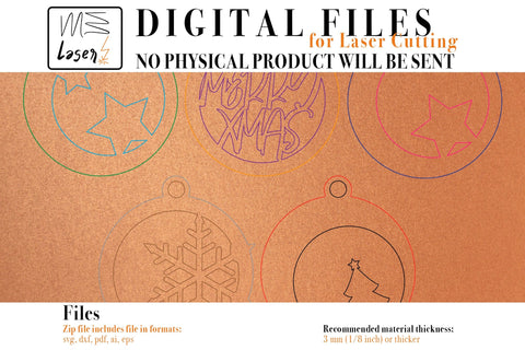 Christmas Tree Balls Digital Vector File for Laser Cutter. SVG MaramadeLaser 