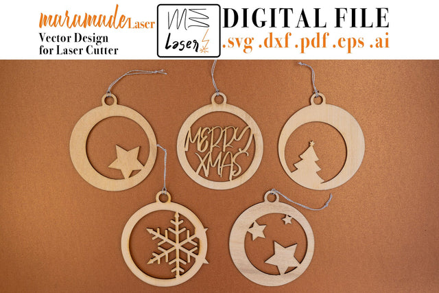 Christmas Tree Balls Digital Vector File for Laser Cutter. SVG MaramadeLaser 