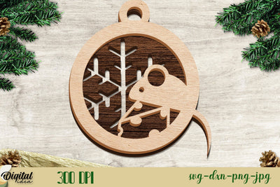 Christmas Tree Bauble With A Mouse | 3D SVG Evgenyia Guschina 