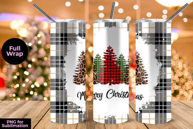Christmas Tree Black white check 20 oz Skinny Tumbler Template Sublimation Sublimatiz Designs 