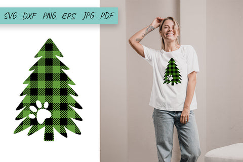 Christmas Tree Buffalo Plaid Svg, Dog paw print SVG Irina Ostapenko 