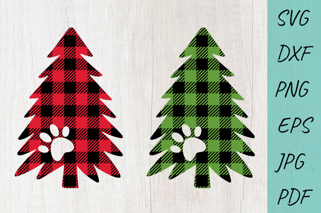 Christmas Tree Buffalo Plaid Svg, Dog paw print SVG Irina Ostapenko 
