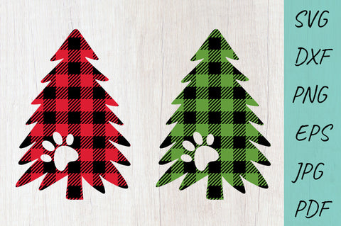 Christmas Tree Buffalo Plaid Svg, Dog paw print SVG Irina Ostapenko 