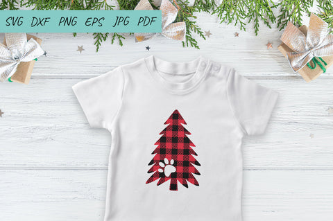 Christmas Tree Buffalo Plaid Svg, Dog paw print SVG Irina Ostapenko 