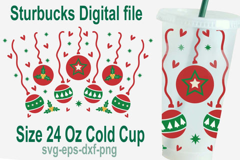 Christmas tree bulb Starbucks svg, Starbuck cold cup svg, Funny Christmas drink warp svg SVG Isabella Machell 