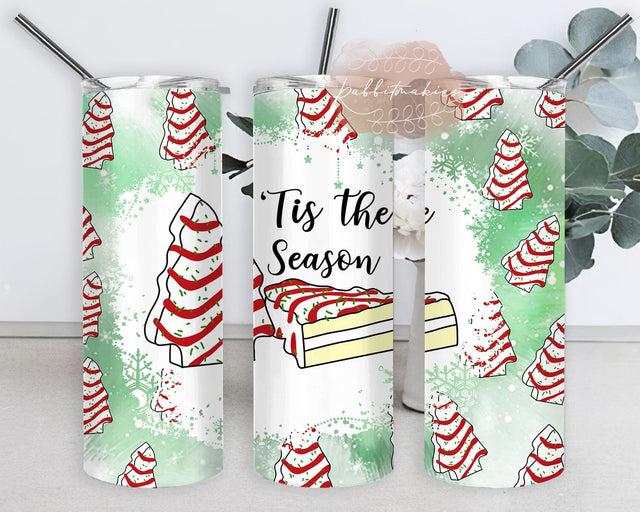 Christmas Tree Cakes 20oz Skinny Tumbler, Tis The Season Tumbler Png, Christmas Cake Tumbler Design, Holiday Design Png, Instant Download Sublimation Rabbitmakies 