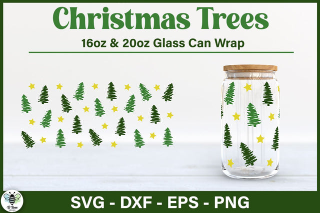 Christmas Tree Can Glass SVG | Tree Wrap for Glass Cans SVG B Renee Design 