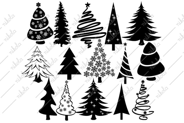 Christmas Tree Cut files Clipart SVG PNG EPS PDF DXF SVG nikola 