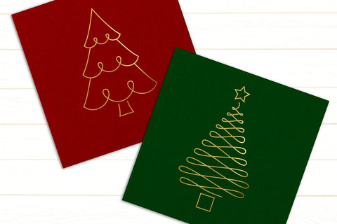 Christmas Tree Duo SKETCH Single Line Drawing SVG SVG Designed by Geeks 