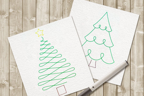 Christmas Tree Duo SKETCH Single Line Drawing SVG SVG Designed by Geeks 