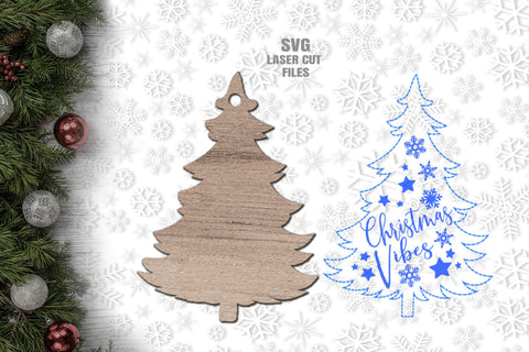 Christmas Tree Earring SVG | Christmas Vibes SVG | Laser Cut Files SVG Cloud9Design 